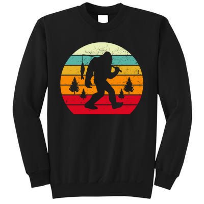 Bigfoot Fishing Retro Sunset Sweatshirt