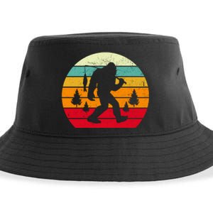 Bigfoot Fishing Retro Sunset Sustainable Bucket Hat