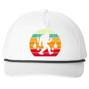 Bigfoot Fishing Retro Sunset Snapback Five-Panel Rope Hat