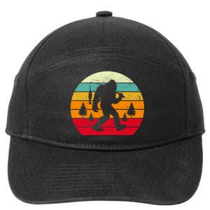 Bigfoot Fishing Retro Sunset 7-Panel Snapback Hat