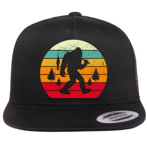 Bigfoot Fishing Retro Sunset Flat Bill Trucker Hat