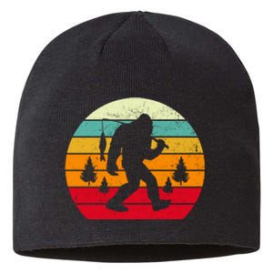 Bigfoot Fishing Retro Sunset Sustainable Beanie