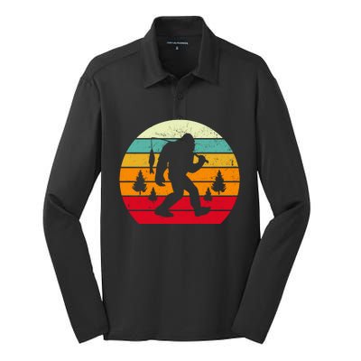 Bigfoot Fishing Retro Sunset Silk Touch Performance Long Sleeve Polo