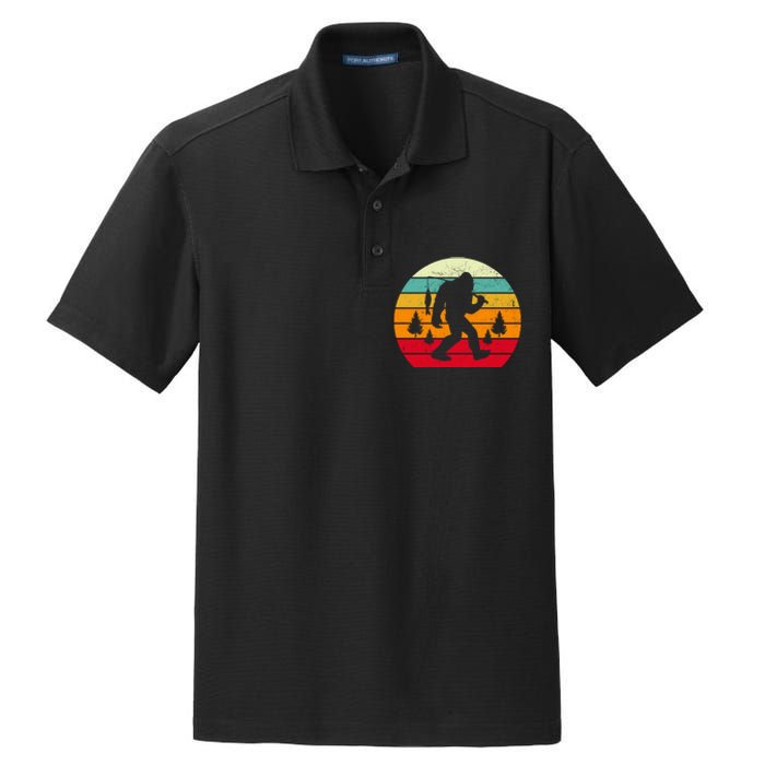 Bigfoot Fishing Retro Sunset Dry Zone Grid Polo