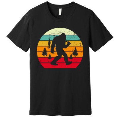 Bigfoot Fishing Retro Sunset Premium T-Shirt