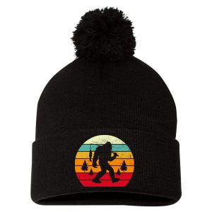 Bigfoot Fishing Retro Sunset Pom Pom 12in Knit Beanie