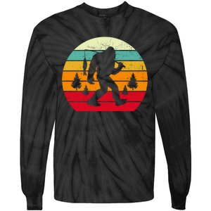 Bigfoot Fishing Retro Sunset Tie-Dye Long Sleeve Shirt