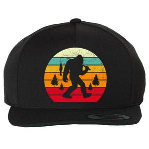 Bigfoot Fishing Retro Sunset Wool Snapback Cap