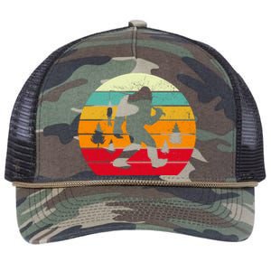 Bigfoot Fishing Retro Sunset Retro Rope Trucker Hat Cap