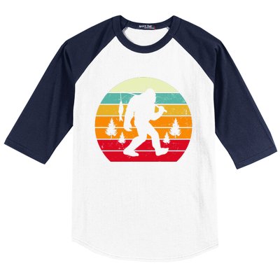 Bigfoot Fishing Retro Sunset Baseball Sleeve Shirt