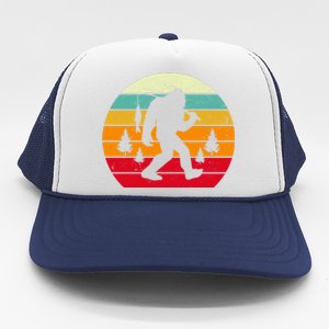 Bigfoot Fishing Retro Sunset Trucker Hat