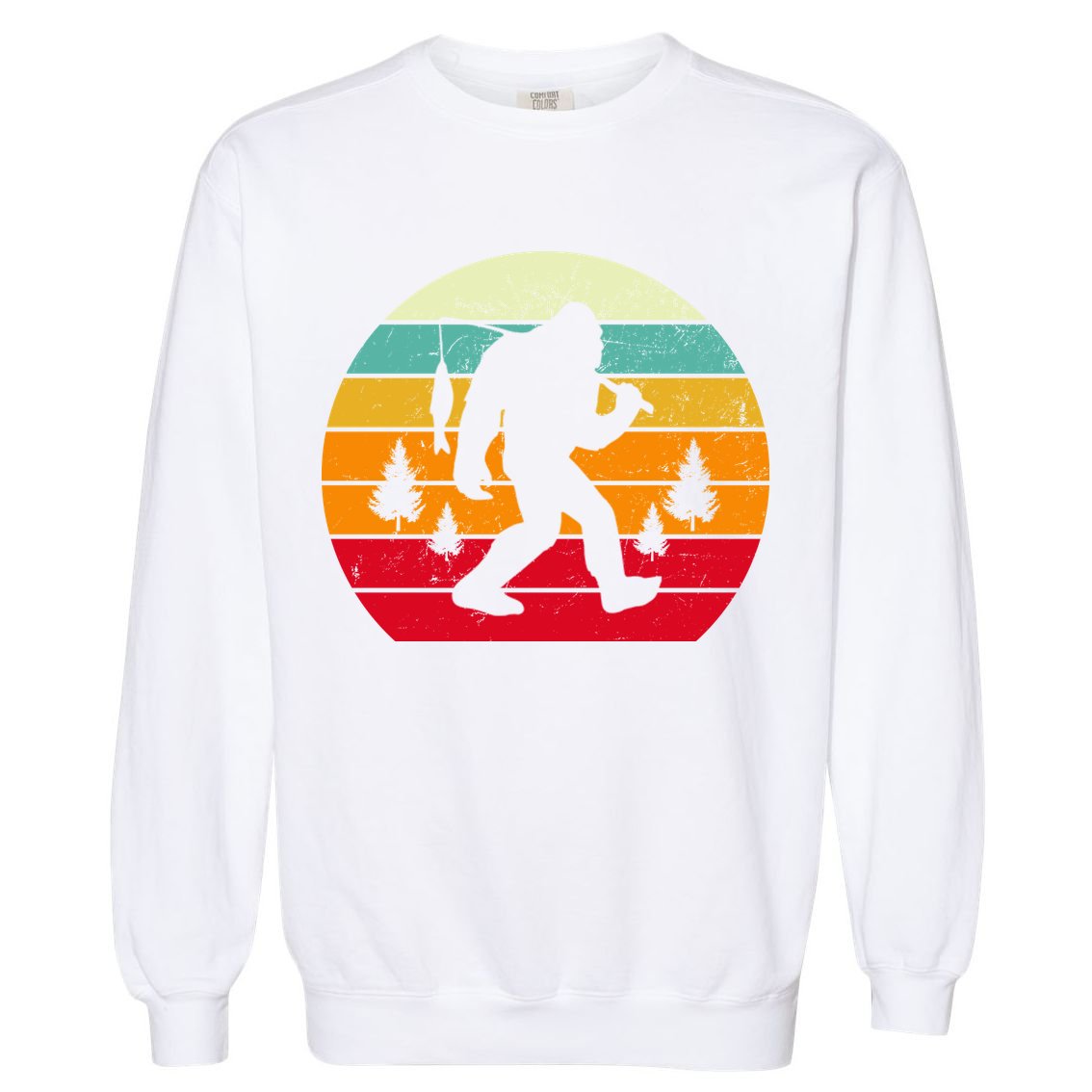Bigfoot Fishing Retro Sunset Garment-Dyed Sweatshirt