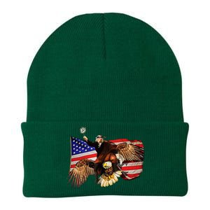 Ben Franklin Riding Eagle Funny July 4th American Flag Knit Cap Winter Beanie