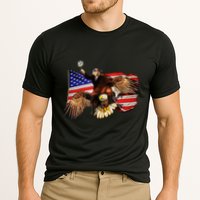 Ben Franklin Riding Eagle Funny July 4th American Flag Cooling Performance Crew T-Shirt