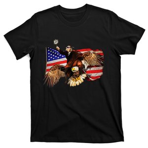 Ben Franklin Riding Eagle Funny July 4th American Flag T-Shirt