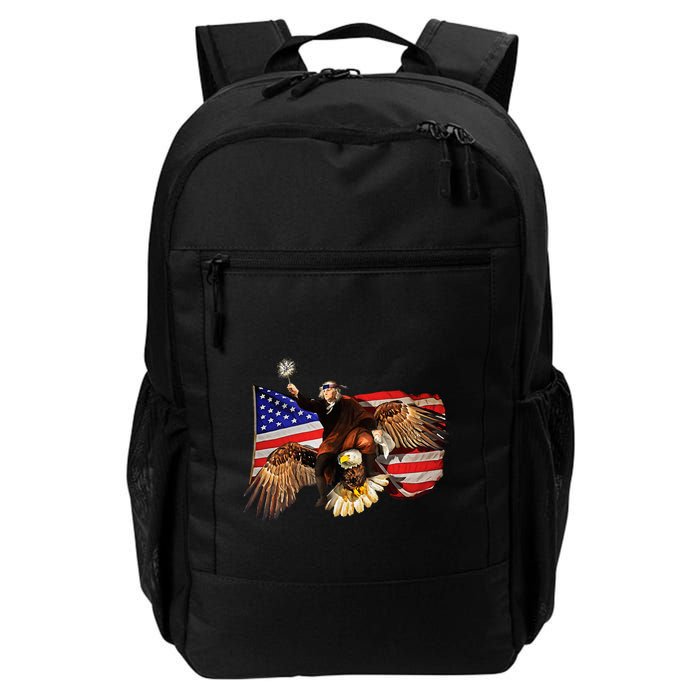 Ben Franklin Riding Eagle Funny July 4th American Flag Backpack