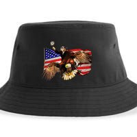 Ben Franklin Riding Eagle Funny July 4th American Flag Sustainable Bucket Hat