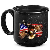 Ben Franklin Riding Eagle Funny July 4th American Flag 15oz Campfire Ceramic Mug