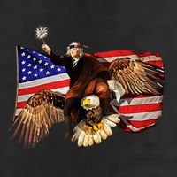 Ben Franklin Riding Eagle Funny July 4th American Flag 15oz Campfire Ceramic Mug
