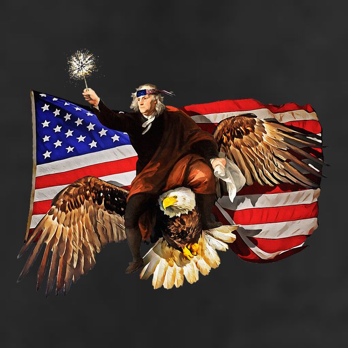 Ben Franklin Riding Eagle Funny July 4th American Flag 15oz Campfire Ceramic Mug