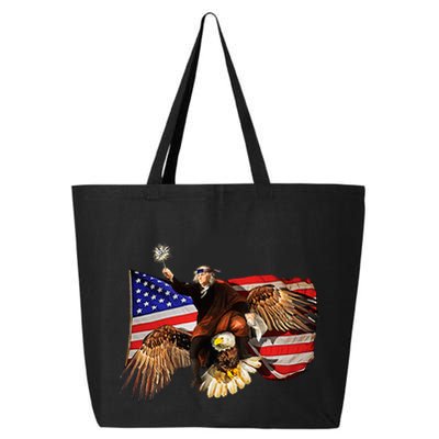 Ben Franklin Riding Eagle Funny July 4th American Flag 25L Jumbo Tote