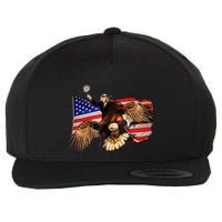 Ben Franklin Riding Eagle Funny July 4th American Flag Wool Snapback Cap