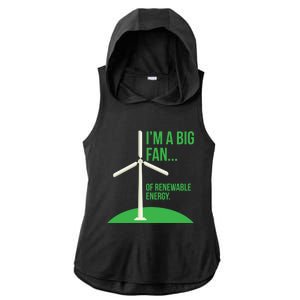 Big Fan Renewable Energy Funny Climate Change Pun Earth Day Gift Ladies PosiCharge Tri-Blend Wicking Draft Hoodie Tank