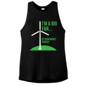 Big Fan Renewable Energy Funny Climate Change Pun Earth Day Gift Ladies PosiCharge Tri-Blend Wicking Tank