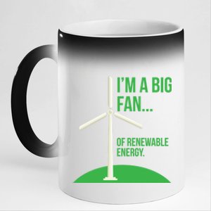 Big Fan Renewable Energy Funny Climate Change Pun Earth Day Gift 11oz Black Color Changing Mug