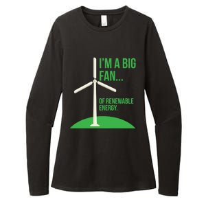 Big Fan Renewable Energy Funny Climate Change Pun Earth Day Gift Womens CVC Long Sleeve Shirt