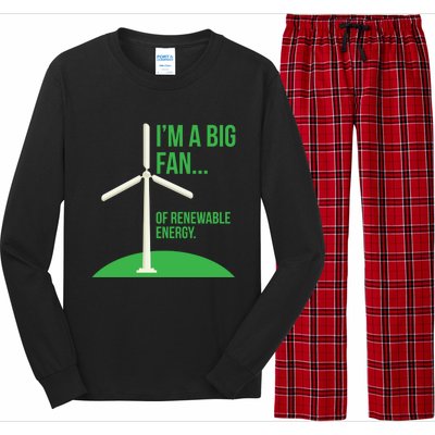 Big Fan Renewable Energy Funny Climate Change Pun Earth Day Gift Long Sleeve Pajama Set