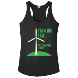 Big Fan Renewable Energy Funny Climate Change Pun Earth Day Gift Ladies PosiCharge Competitor Racerback Tank