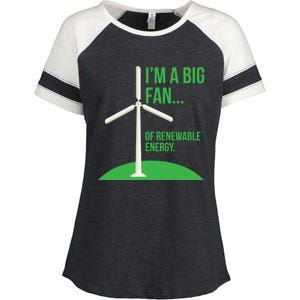 Big Fan Renewable Energy Funny Climate Change Pun Earth Day Gift Enza Ladies Jersey Colorblock Tee