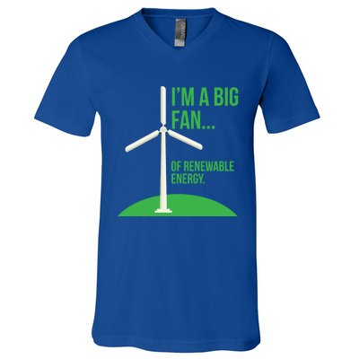 Big Fan Renewable Energy Funny Climate Change Pun Earth Day Gift V-Neck T-Shirt