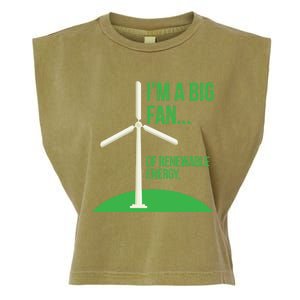 Big Fan Renewable Energy Funny Climate Change Pun Earth Day Gift Garment-Dyed Women's Muscle Tee