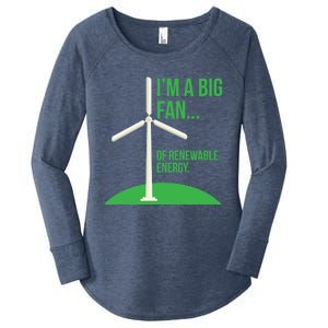 Big Fan Renewable Energy Funny Climate Change Pun Earth Day Gift Women's Perfect Tri Tunic Long Sleeve Shirt