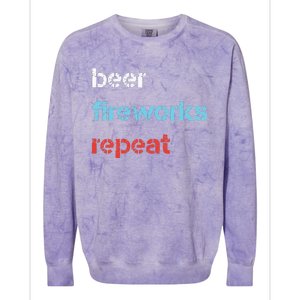 Beer Fireworks Repeat 4Th Of July Beer Drinking Colorblast Crewneck Sweatshirt