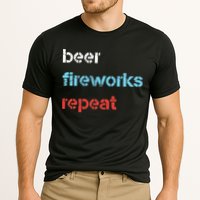 Beer Fireworks Repeat 4Th Of July Beer Drinking Cooling Performance Crew T-Shirt
