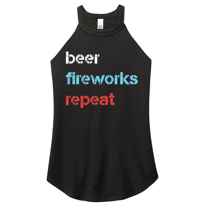 Beer Fireworks Repeat 4Th Of July Beer Drinking Women's Perfect Tri Rocker Tank