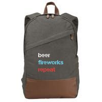 Beer Fireworks Repeat 4Th Of July Beer Drinking Cotton Canvas Backpack
