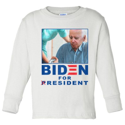 Biden For Resident Funny Biden Nursing Toddler Long Sleeve Shirt