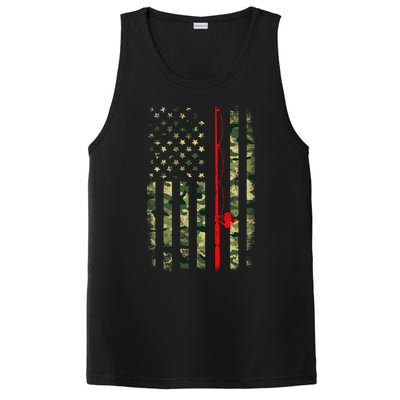 Bass Fishing Rod Camouflage American Flag Fisher Gift Funny Gift PosiCharge Competitor Tank