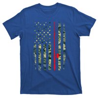 Bass Fishing Rod Camouflage American Flag Fisher Gift Funny Gift T-Shirt