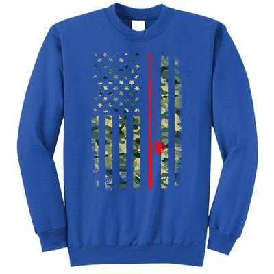 Bass Fishing Rod Camouflage American Flag Fisher Gift Funny Gift Tall Sweatshirt