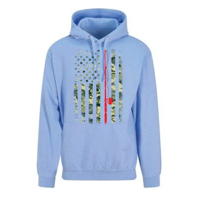 Bass Fishing Rod Camouflage American Flag Fisher Gift Funny Gift Unisex Surf Hoodie