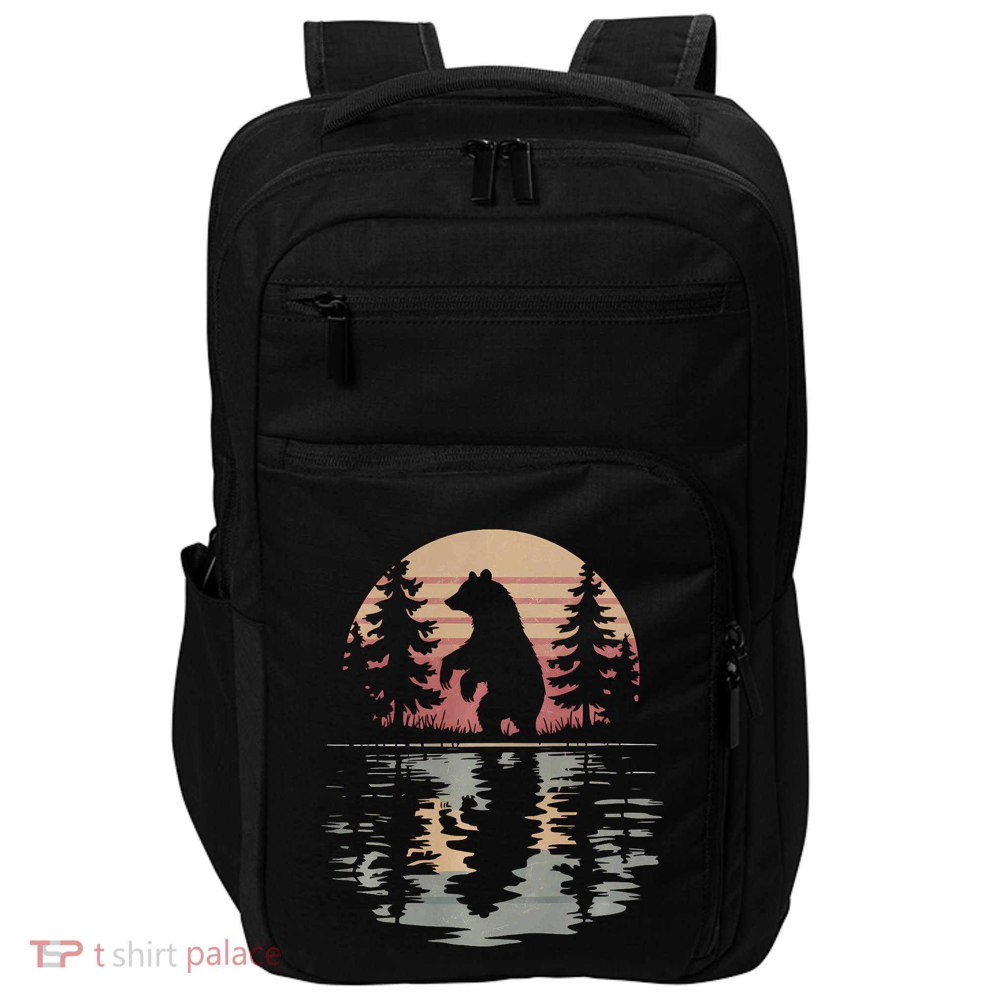 Bear Forest Reflection Nature Wildlife Art Impact Tech Backpack