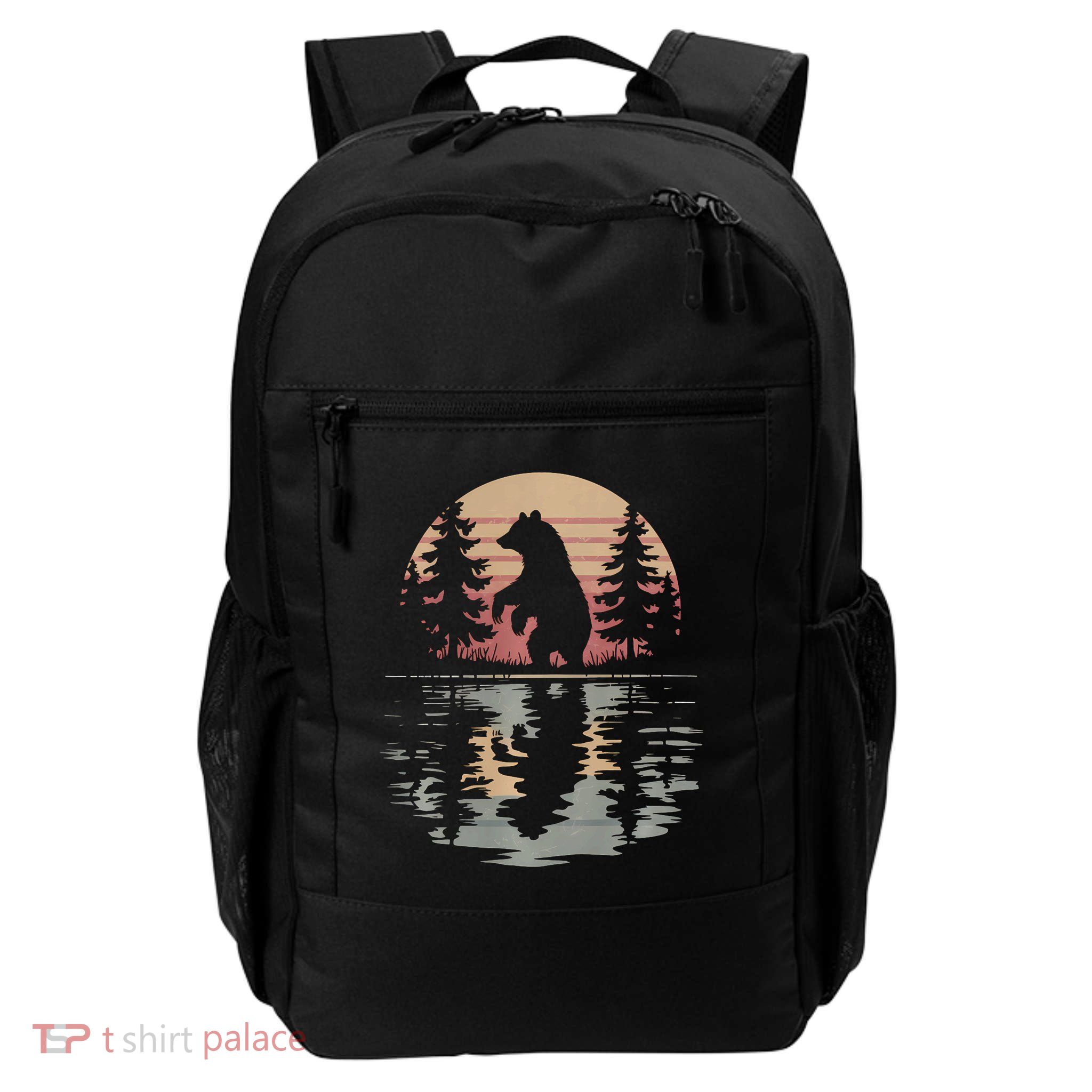 Bear Forest Reflection Nature Wildlife Art Daily Commute Backpack