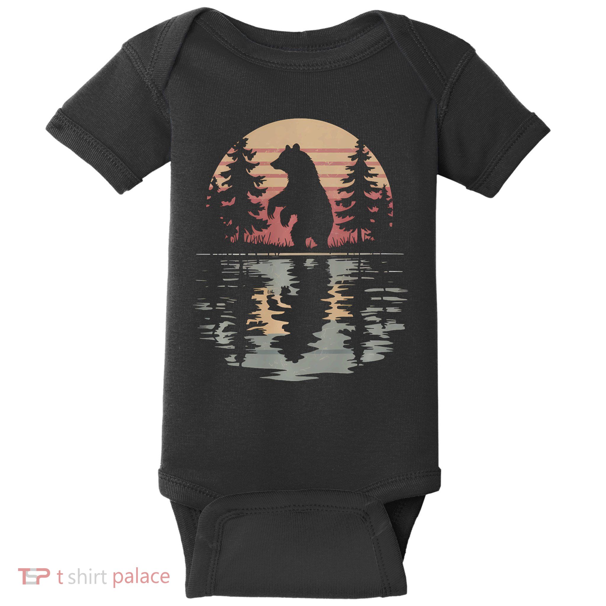 Bear Forest Reflection Nature Wildlife Art Baby Bodysuit
