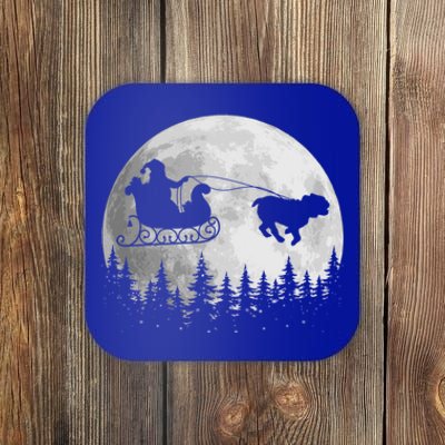 Bulldog Funny Reindeer Christmas Moon Santa Dog Gift Coaster