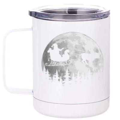 Bulldog Funny Reindeer Christmas Moon Santa Dog Gift 12 oz Stainless Steel Tumbler Cup